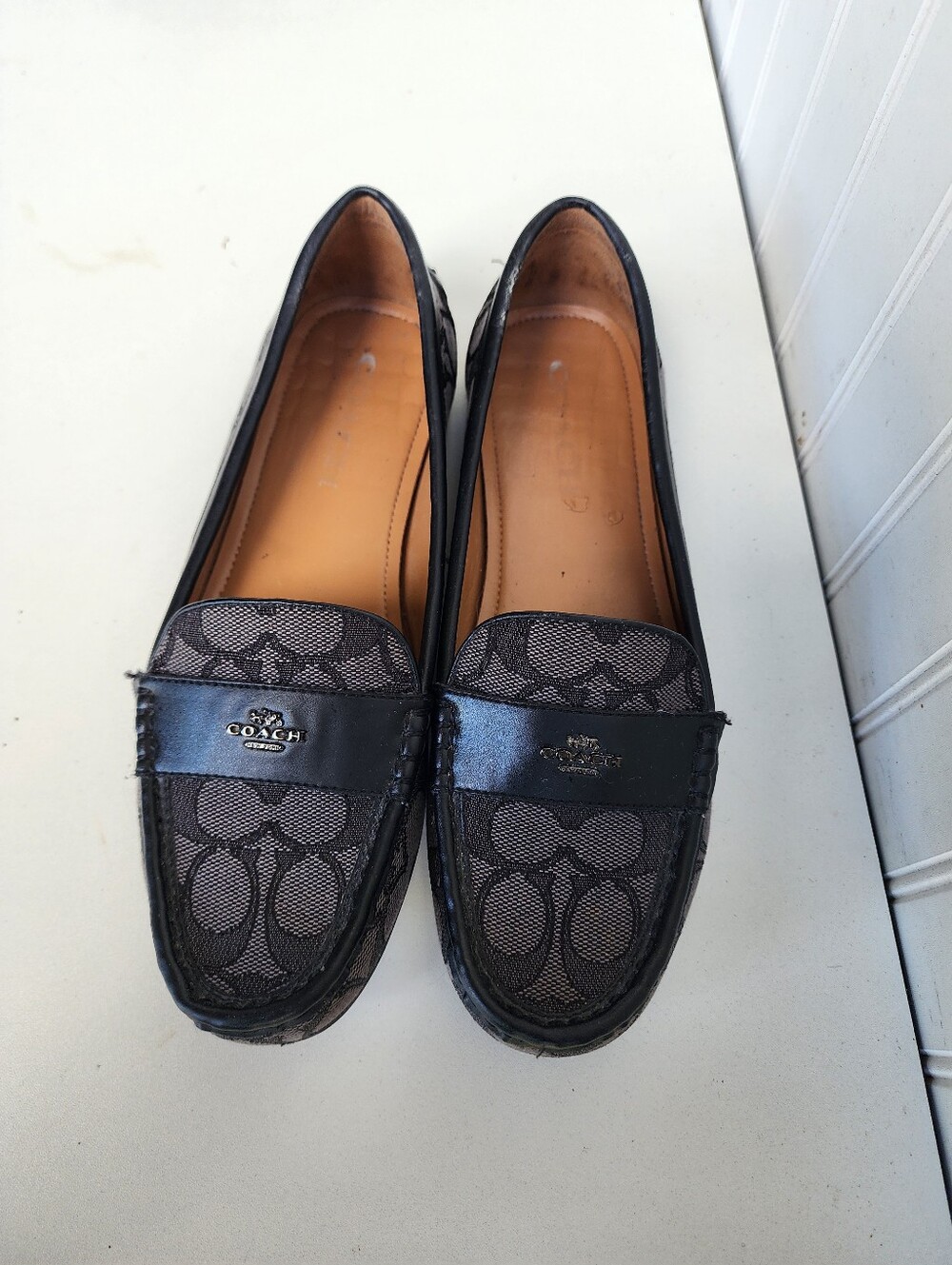 COACH ODETTE MONOGRAM LOGO Black & Gray LOAFER SLIP ON SZ 7.5 B - Picture 2 of 8
